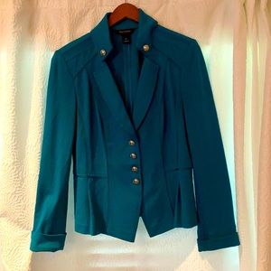 Flattering Teal Jacket with stylish details!